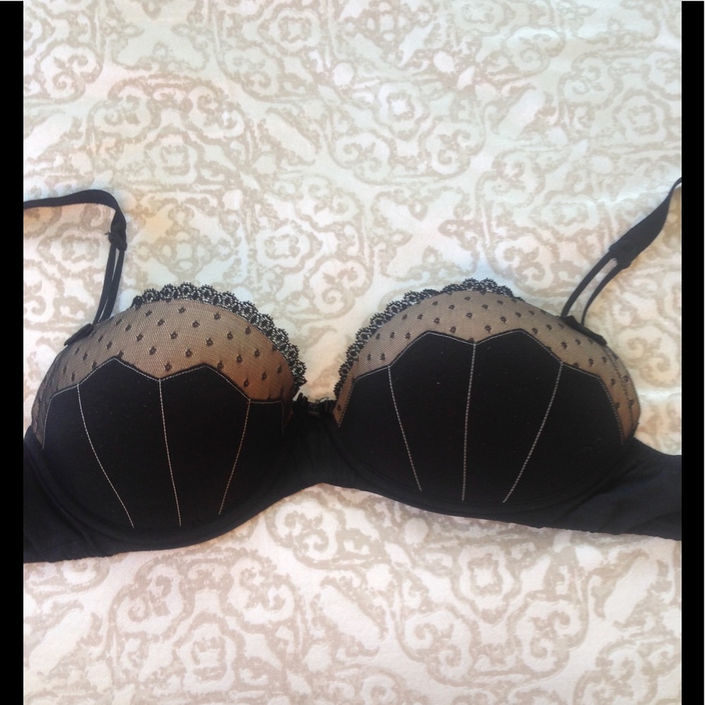 Adore Me black and tan lace bra
